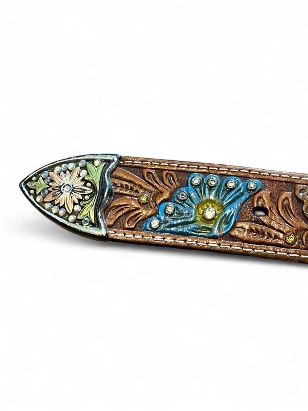 Nocona Handcrafted Rhinestone Leather Belt